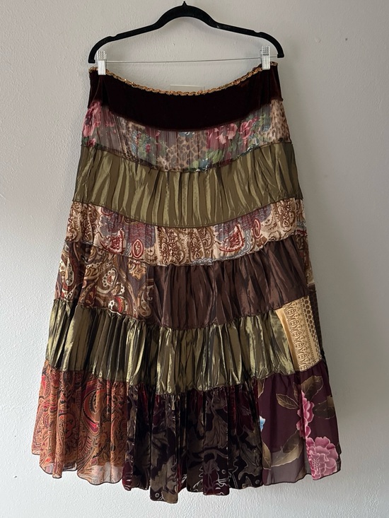 Cache Dresses & Skirts - VTG Caché Patchwork Tiered Maxi Skirt Tulle Slip Size 12